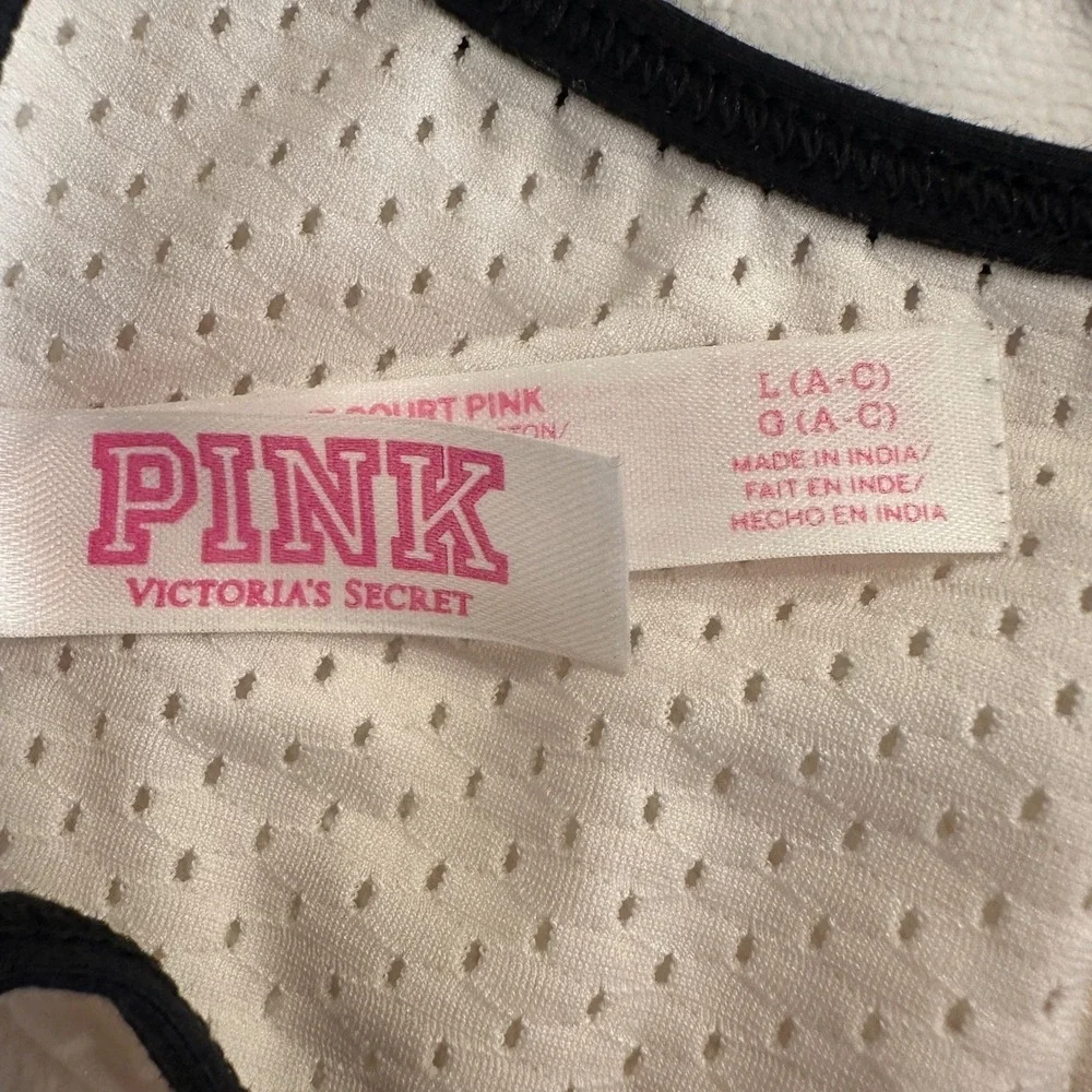 PINK Victoria's Secret High Neck Mesh Sports Bra‎ Teal White L(A-C)